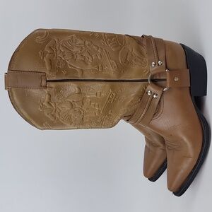 Vtg Pastizal Cowboy western boots Size 5 Cowboy on Horse Guns CowSkull Rodeo